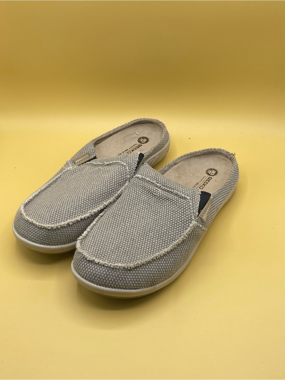 Slip-On Canvas Mule Loafers in Light Gray - - Picture 2 of 4